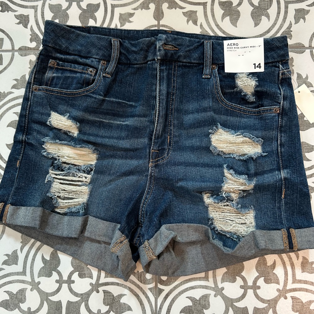 Aero Women's Distressed Blue Jean Shorts